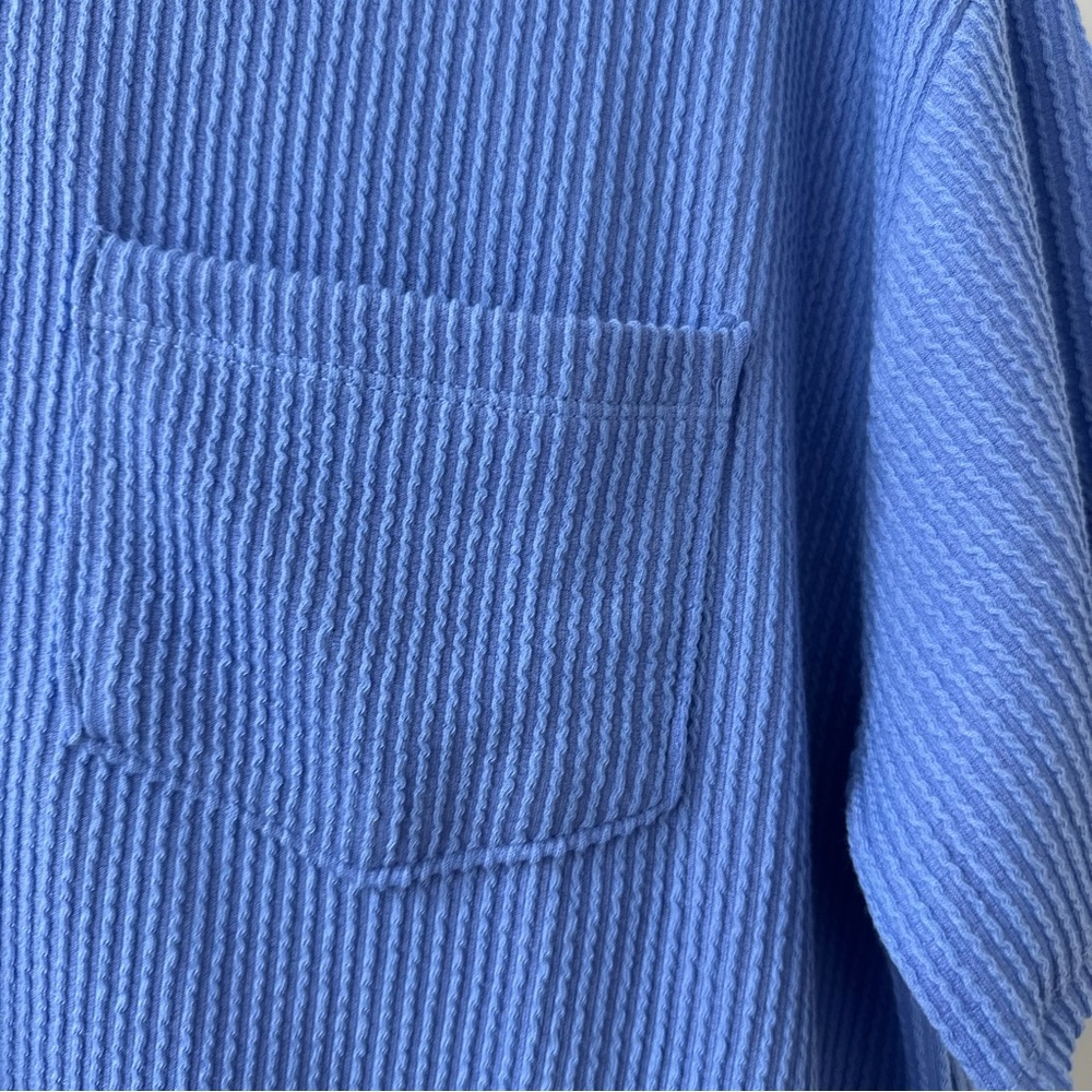 ANDREE BY UNIT Light Blue Short Sleeve Oversized Textured Tee, Size Large - Picture 2 of 7